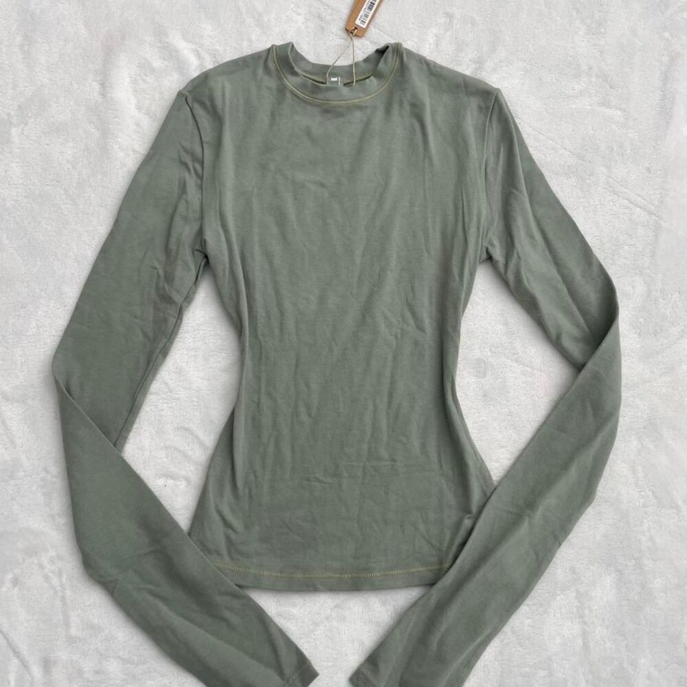 New with tags SKIMS cotton jersey long sleeve t-shirt size XXS mineral Luxury